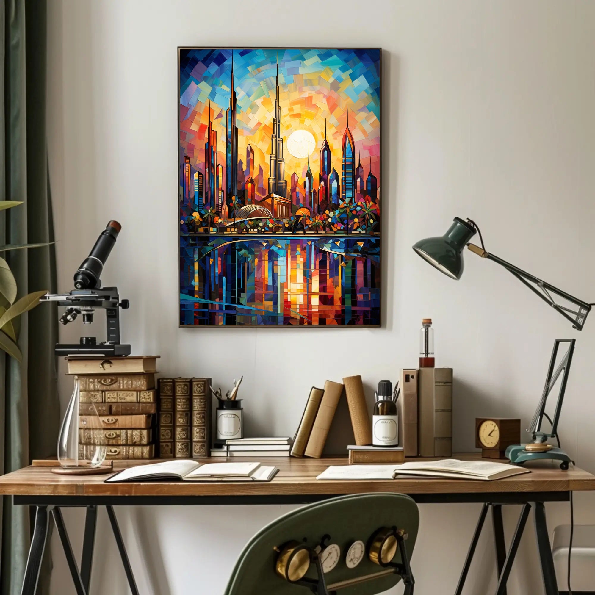 Futuristic Cityscape Mosaic Art Print: Futuristic Sci-Fi Poster