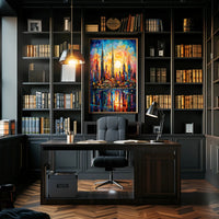 Futuristic Cityscape Mosaic Art Print: Futuristic Sci-Fi Poster