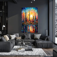 Futuristic Cityscape Mosaic Art Print: Futuristic Sci-Fi Poster