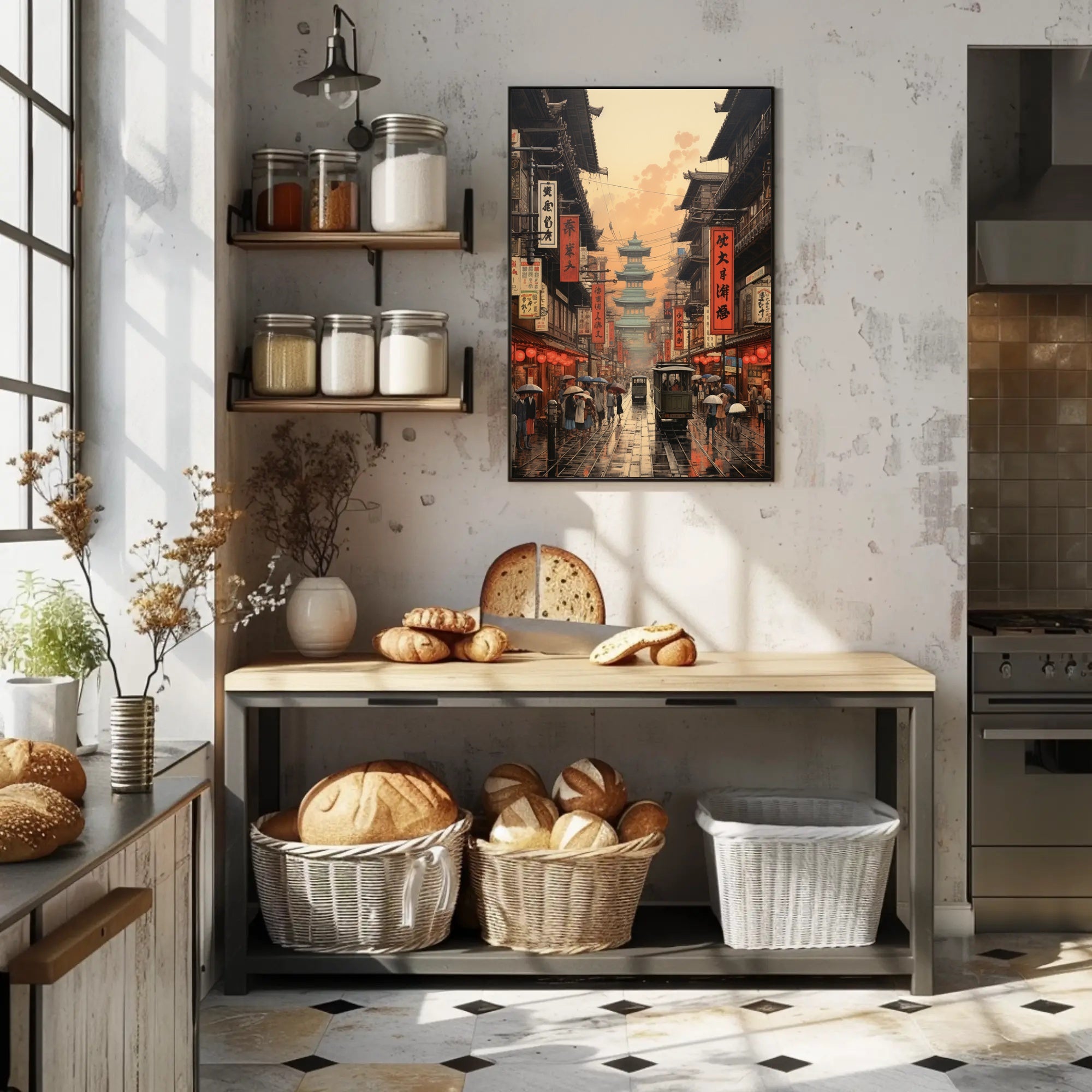 Transform your space with the Bustling Historical Street Scene in Asia Cultural Poster, showcasing vibrant culture and history.