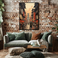 Transform your space with the Bustling Historical Street Scene in Asia Cultural Poster showcasing vibrant culture and history.