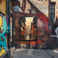 Bustling Historical Street Scene in Asia Cultural Poster showcasing vibrant culture, perfect for transforming your space.