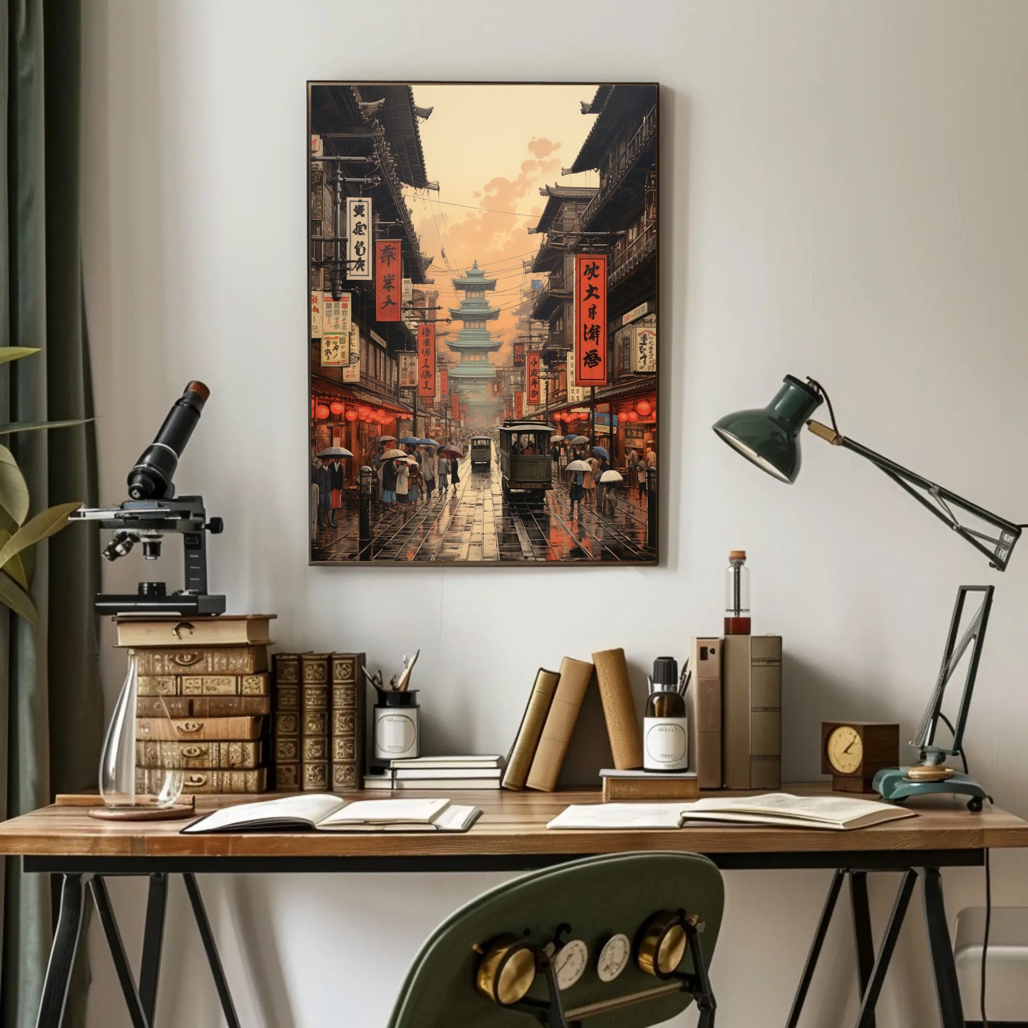 Transform your space with the Bustling Historical Street Scene in Asia Cultural Poster, showcasing vibrant Asian culture.
