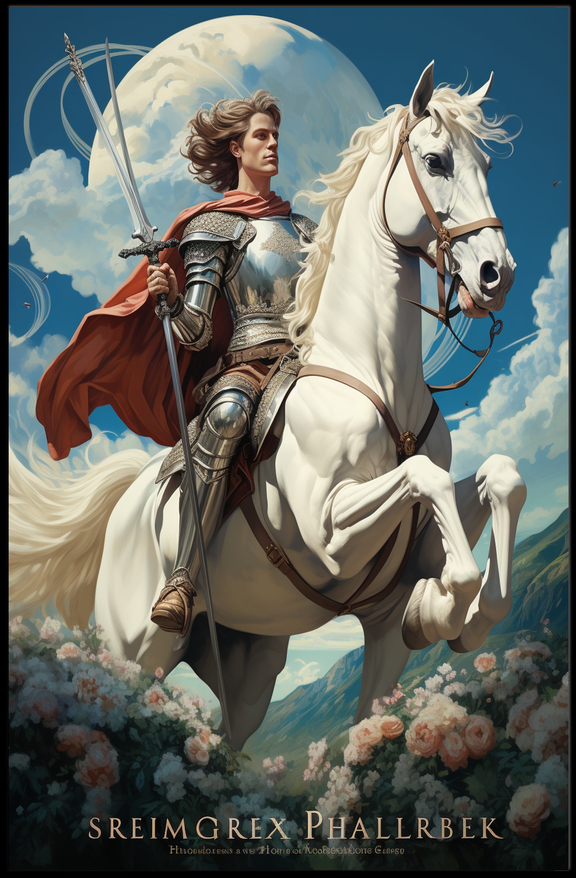 Knight on Horseback Fantasy Art: Cultural Heritage Poster