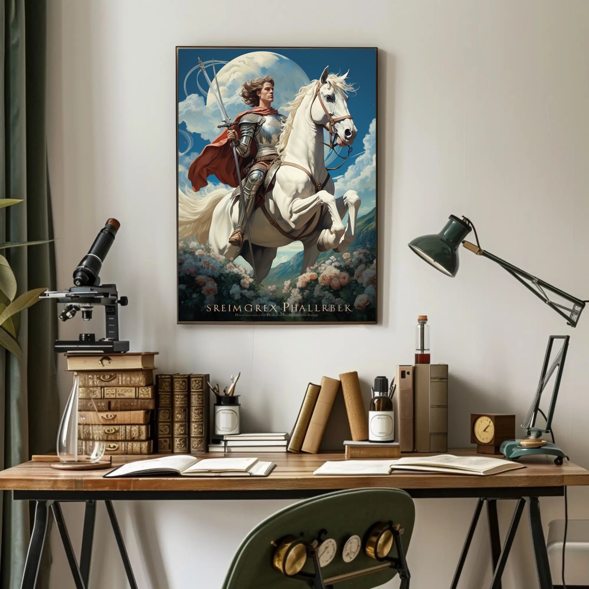 Knight on Horseback Fantasy Art: Cultural Heritage Poster