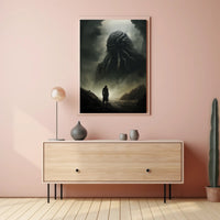 Cosmic Horror Creature Confrontation Futuristic Sci-Fi Poster