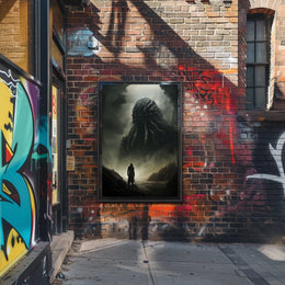 Cosmic Horror Creature Confrontation Futuristic Sci-Fi Poster