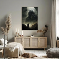 Cosmic Horror Creature Confrontation Futuristic Sci-Fi Poster