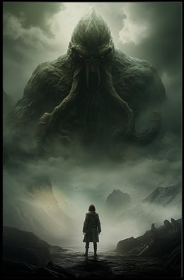 Lovecraftian Horror Adventure Scene Futuristic Sci-Fi Poster