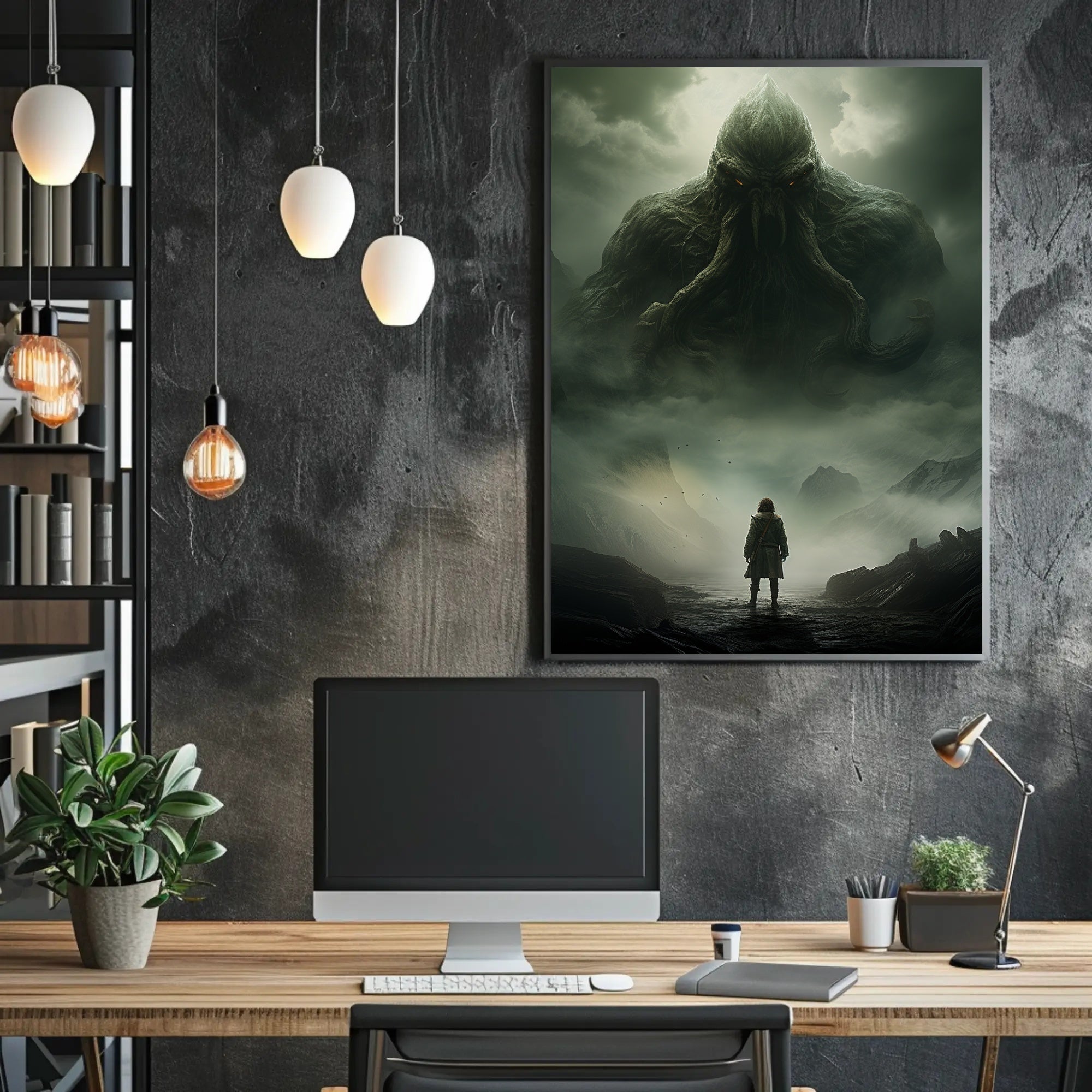 Lovecraftian Horror Adventure Scene Futuristic Sci-Fi Poster