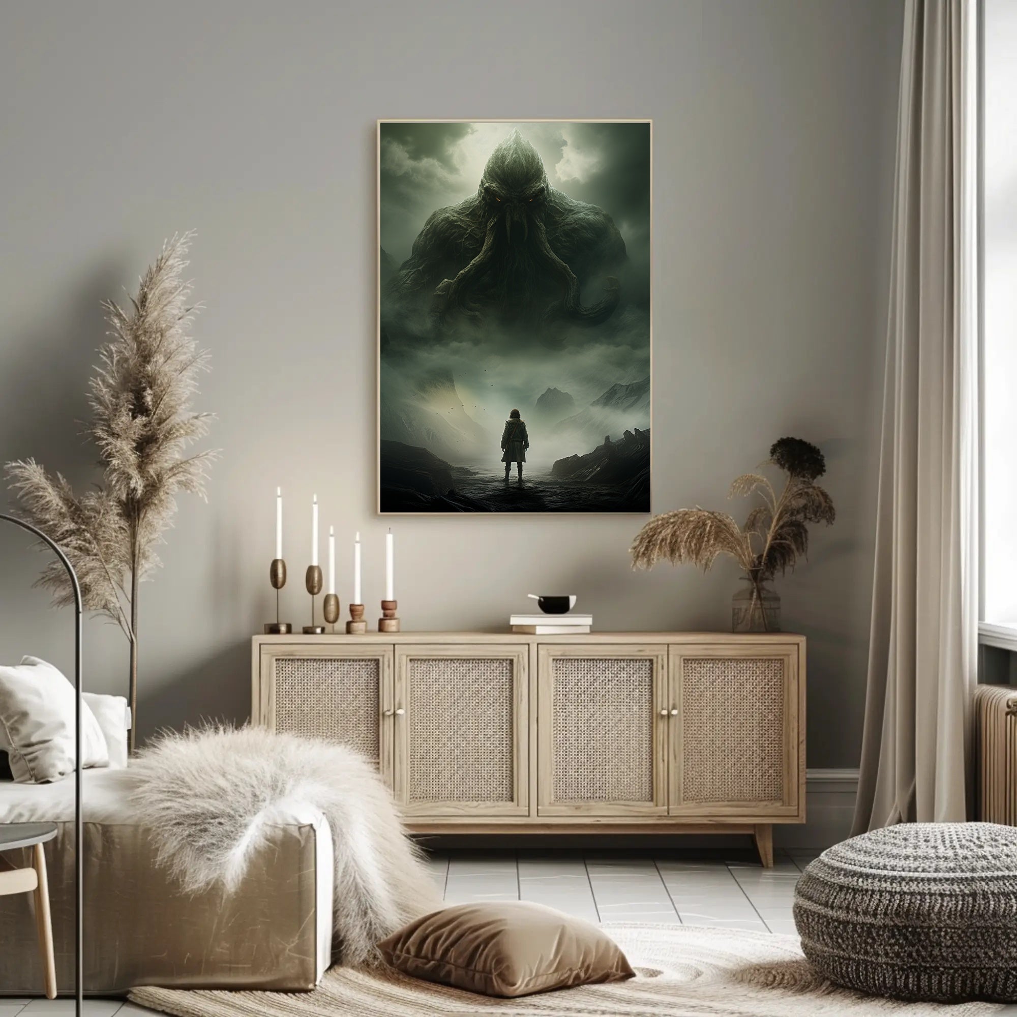 Lovecraftian Horror Adventure Scene Futuristic Sci-Fi Poster