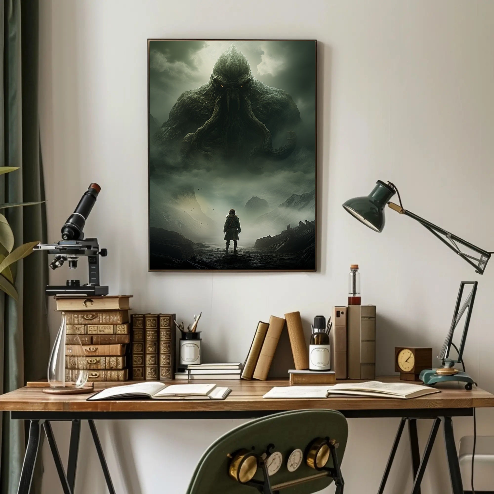 Lovecraftian Horror Adventure Scene Futuristic Sci-Fi Poster