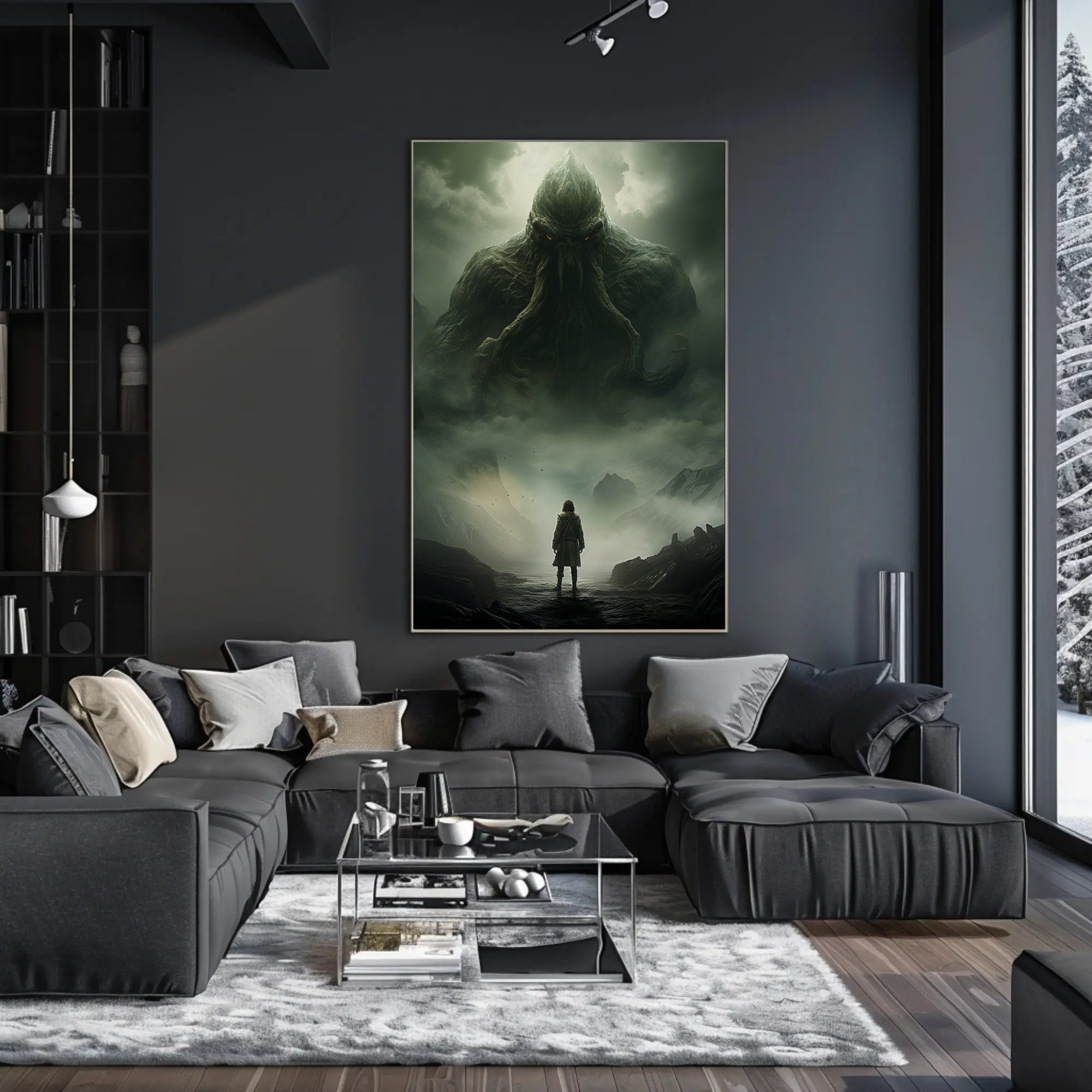 Lovecraftian Horror Adventure Scene Futuristic Sci-Fi Poster