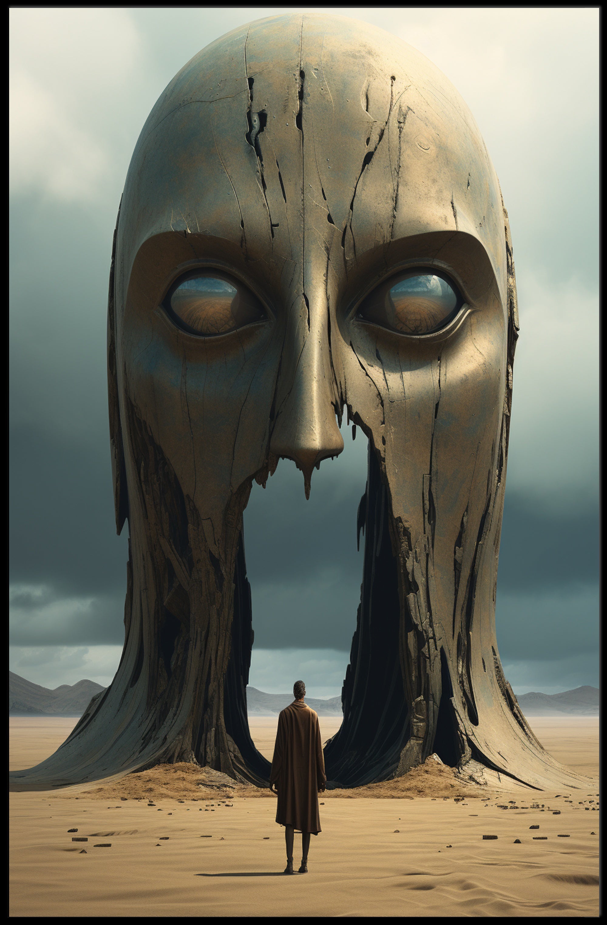 Surreal Desert Monolith Realism Art Poster