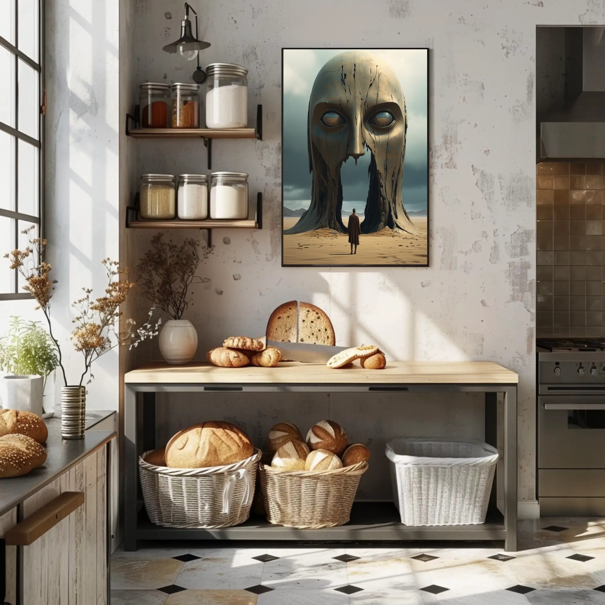 Surreal Desert Monolith Realism Art Poster