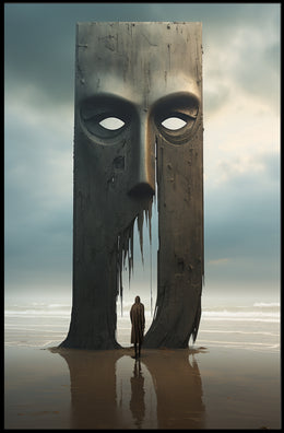 Surreal Beach Monument Dreamscape Art Print - Futuristic Sci-Fi Poster