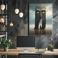 Surreal Beach Monument Dreamscape Art Print - Futuristic Sci-Fi Poster