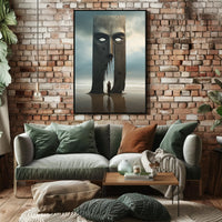 Surreal Beach Monument Dreamscape Art Print - Futuristic Sci-Fi Poster