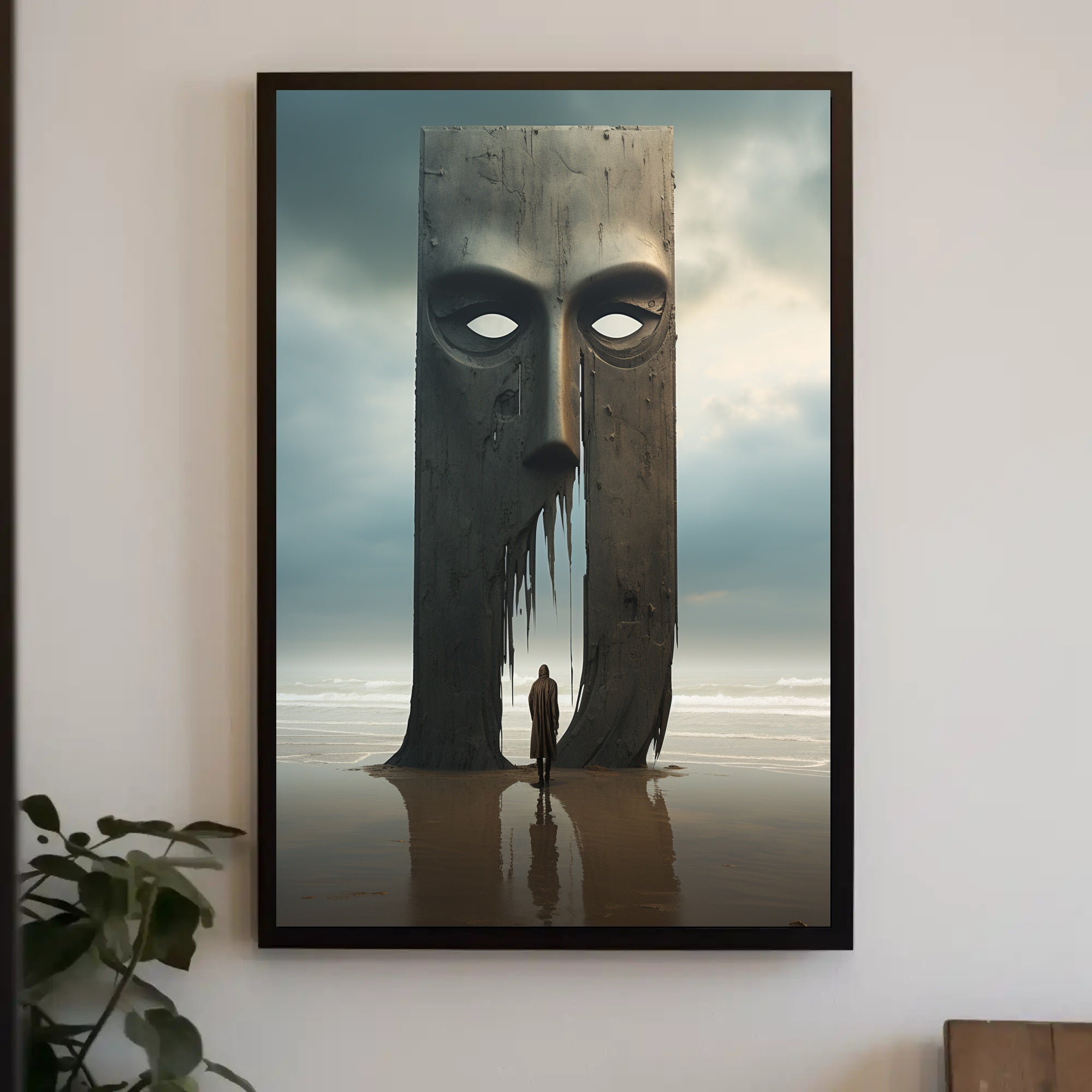 Surreal Beach Monument Dreamscape Art Print - Futuristic Sci-Fi Poster