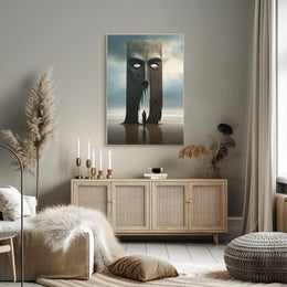 Surreal Beach Monument Dreamscape Art Print - Futuristic Sci-Fi Poster