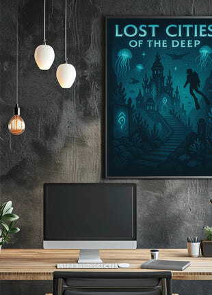 Lost Cities of the Deep Futuristic Sci-Fi Poster