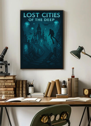 Lost Cities of the Deep Futuristic Sci-Fi Poster