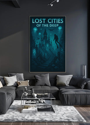 Lost Cities of the Deep Futuristic Sci-Fi Poster