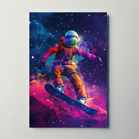 Astronaut Snowboarding Adventure Futuristic Sci-Fi Poster