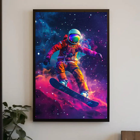 Astronaut Snowboarding Adventure Futuristic Sci-Fi Poster
